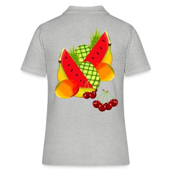 Sommerzeit Obst Frucht Früchte - Frauen Polo Shirt - Grau meliert - Hinten - Ailine (174cm)