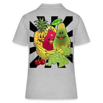 Fruits Fruits Fruits Exotique Été - Polo Femme - gris chiné - Dos - Ailine (174cm)