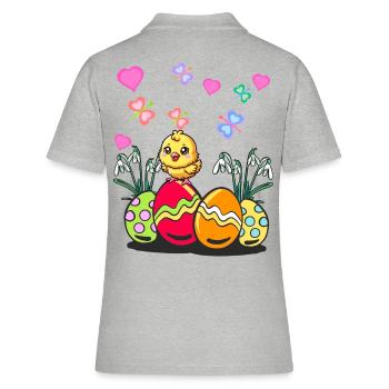 Ostern Osterfest Frühling Küken Ostereier - Frauen Polo Shirt - Grau meliert - Hinten - Ailine (174cm)