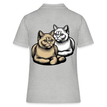 Chat Chat Amoureux des animaux - Polo Femme - gris chiné - Dos - Ailine (174cm)