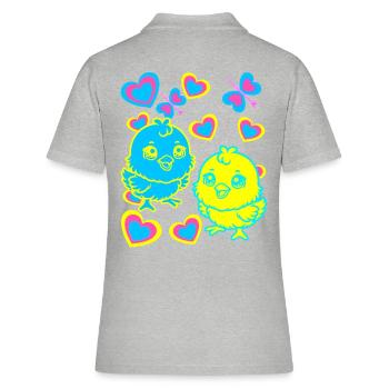 Küken Ostern Kind Kinder - Frauen Polo Shirt - Grau meliert - Hinten - Ailine (174cm)