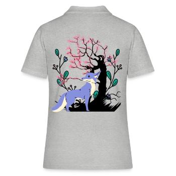 Vintage Fuchs Waldtier Füchse Natur - Frauen Polo Shirt - Grau meliert - Hinten - Ailine (174cm)