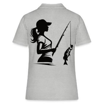 Cool Angler Silhouette Design f - Women's Polo Shirt - heather grey - Back - Ailine (174cm)