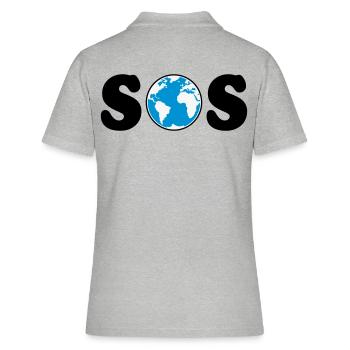 SOS – Earth Day / Klimawandel (B / 3C / SVG) - Frauen Polo Shirt - Grau meliert - Hinten - Ailine (174cm)