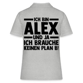 Alexander Alexandra Alexa Alex - Frauen Polo Shirt - Grau meliert - Hinten - Ailine (174cm)