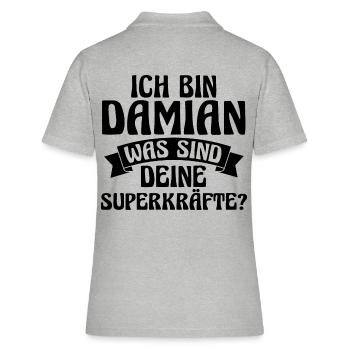 Vorname Damian - Frauen Polo Shirt - Grau meliert - Hinten - Ailine (174cm)