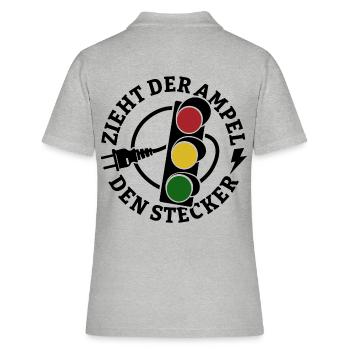 Zieht der Ampel den Stecker - Spruch - Frauen Polo Shirt - Grau meliert - Hinten - Ailine (174cm)