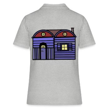 Holz Haus Hütte Immobilie Bauwagen wohnen Wohnung - Frauen Polo Shirt - Grau meliert - Hinten - Ailine (174cm)