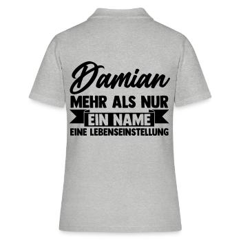 Vorname Damian - Frauen Polo Shirt - Grau meliert - Hinten - Ailine (174cm)
