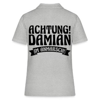 Vorname Damian - Frauen Polo Shirt - Grau meliert - Hinten - Ailine (174cm)