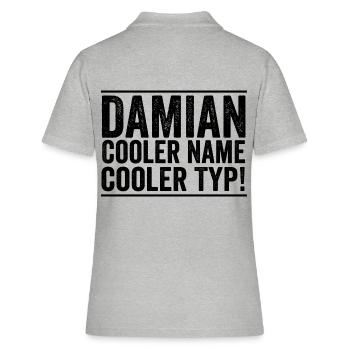 Vorname Damian - Frauen Polo Shirt - Grau meliert - Hinten - Ailine (174cm)