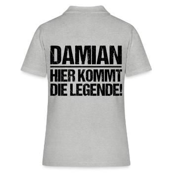 Vorname Damian - Frauen Polo Shirt - Grau meliert - Hinten - Ailine (174cm)