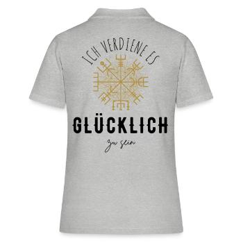 Wegweiser Motivation - VEGVISIR - Frauen Polo Shirt - Grau meliert - Hinten - Ailine (174cm)