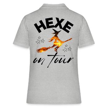 HEXE on tour HEXEN hexen - Frauen Polo Shirt - Grau meliert - Hinten - Ailine (174cm)