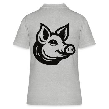 Pig Head - Minimalist Pig Design - Women's Polo Shirt - heather grey - Back - Ailine (174cm)