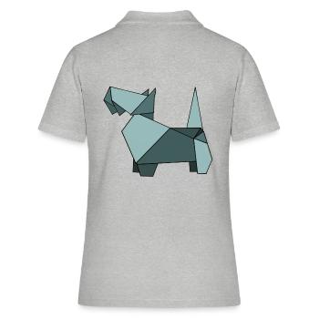 Hund Hunde Hündchen Sticker ORIGAMI - Frauen Polo Shirt - Grau meliert - Hinten - Ailine (174cm)
