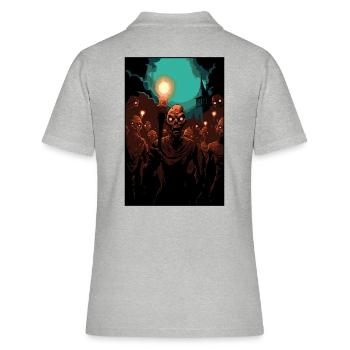 Parodie de la foule de lyncheurs de zombies - Polo Femme - gris chiné - Dos - Ailine (174cm)