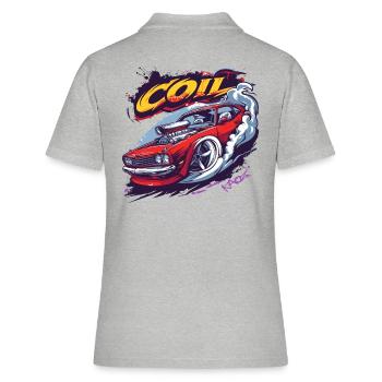 Rouge Muscle Car Turbo Cartoon Racer - Polo Femme - gris chiné - Dos - Ailine (174cm)