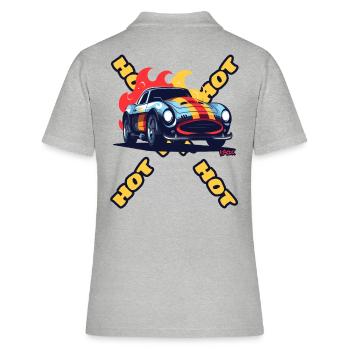Heiß, heiß, heiß! Super Sport Cartoon Auto - Frauen Polo Shirt - Grau meliert - Hinten - Ailine (174cm)