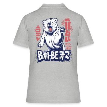 Der bipolarer Polarbär sagt tschüss (bye) - Frauen Polo Shirt - Grau meliert - Hinten - Ailine (174cm)