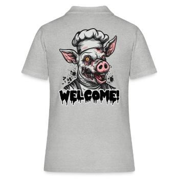 Horreur : Bienvenue dans Zombie Butcher Pig - Polo Femme - gris chiné - Dos - Ailine (174cm)