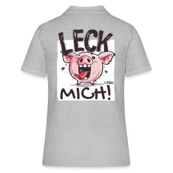 Petit cochon coquin : Lèche-moi - Polo Femme - gris chiné - Dos - Ailine (174cm)