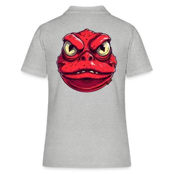 Großes, Fettes, Rotes, Wütendes Kröten Monster - Frauen Polo Shirt - Grau meliert - Hinten - Ailine (174cm)