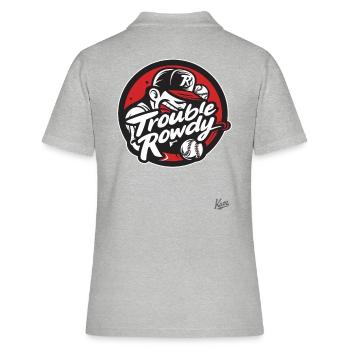 Lustige Sport-Parodie: Baseball-Team Trouble Rowdy - Frauen Polo Shirt - Grau meliert - Hinten - Ailine (174cm)