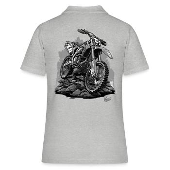 Dirt Bike Motocross: Staub, Schweiß und Kettenöl - Frauen Polo Shirt - Grau meliert - Hinten - Ailine (174cm)