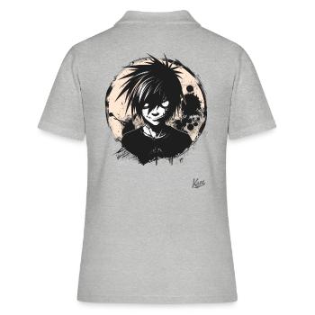 Emo Core : Mauvais garçon, mauvais garçon - Polo Femme - gris chiné - Dos - Ailine (174cm)