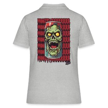 Monster Zombie Getränke Dose - Frauen Polo Shirt - Grau meliert - Hinten - Ailine (174cm)