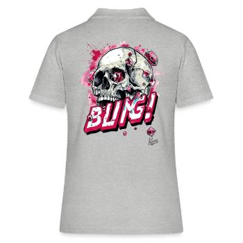 Diamanten Rubine Bling Totenkopf - Frauen Polo Shirt - Grau meliert - Hinten - Ailine (174cm)