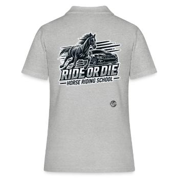 Reite oder stirb Reitschule für Pferde und Reiter - Frauen Polo Shirt - Grau meliert - Hinten - Ailine (174cm)