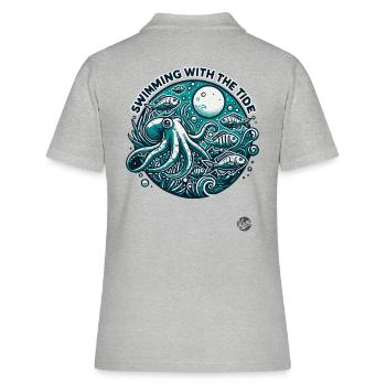 Moon and tide, swimming in the ocean with fish - Women's Polo Shirt - heather grey - Back - Ailine (174cm)