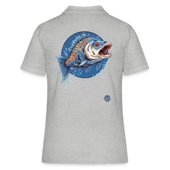 Le poisson monstre effrayant - Polo Femme - gris chiné - Dos - Ailine (174cm)