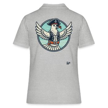 Colombe pirate légendaire avec cache-œil - Polo Femme - gris chiné - Dos - Ailine (174cm)