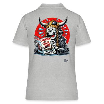Viking Grim Reaper lit Longship Magazine - Polo Femme - gris chiné - Dos - Ailine (174cm)