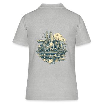 Surréaliste Flying Vintage City - Polo Femme - gris chiné - Dos - Ailine (174cm)