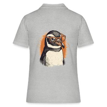 Pingouin ringard avec des lunettes orange - Polo Femme - gris chiné - Dos - Ailine (174cm)