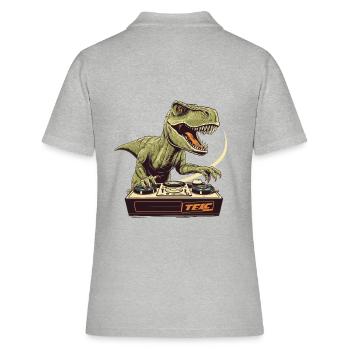 Cool T-Rex DJ avec table de mixage et station de boucle - Polo Femme - gris chiné - Dos - Ailine (174cm)