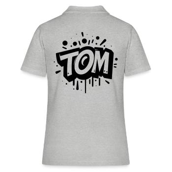 Tom Nom Prénom Graffiti - Polo Femme - gris chiné - Dos - Ailine (174cm)