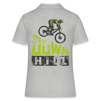 Mountainbike Downhill heizen MTB Fahrer Geschenk - Frauen Polo Shirt - Grau meliert - Hinten - Ailine (174cm)