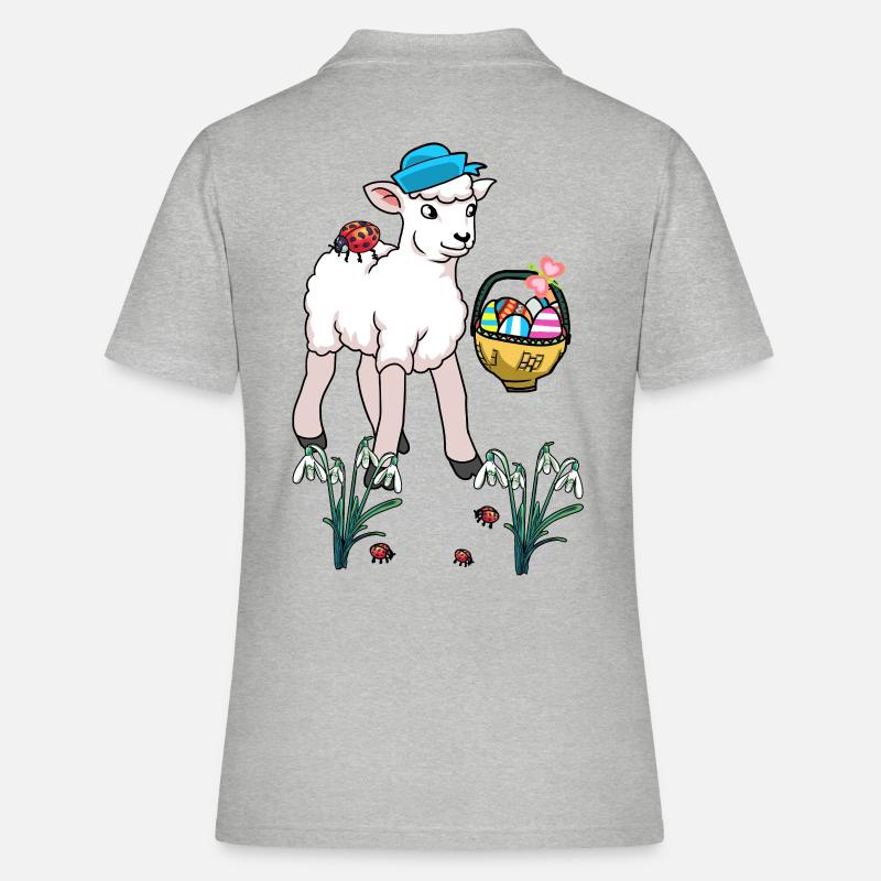 Easter Sheep Sheep Easter Eggs Child Easter Lamb - Women's Polo Shirt - heather grey
