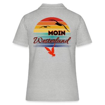 Moin Westerland avec mouette dans le style rétro Westerland - Polo Femme - gris chiné - Dos - Ailine (174cm)