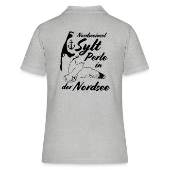 Sylt-Perle in der Nordsee - Frauen Polo Shirt - Grau meliert - Hinten - Ailine (174cm)