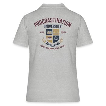 Prokrastination University - Aufschieberitis Desig - Frauen Polo Shirt - Grau meliert - Hinten - Ailine (174cm)