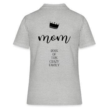 MOM Boss of this crazy family - Frauen Polo Shirt - Grau meliert - Hinten - Ailine (174cm)