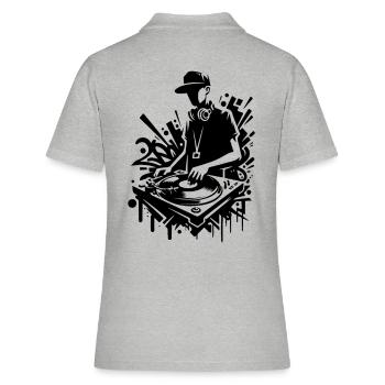 HiP HoP DJ avec Graffiti - Polo Femme - gris chiné - Dos - Ailine (174cm)