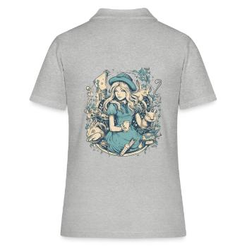 Dessin moderne d’Alice au pays des merveilles - Polo Femme - gris chiné - Dos - Ailine (174cm)