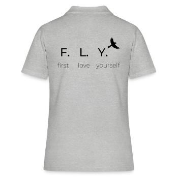 F.L.Y. first love yourself, Statement, Happiness - Women's Polo Shirt - heather grey - Back - Ailine (174cm)
